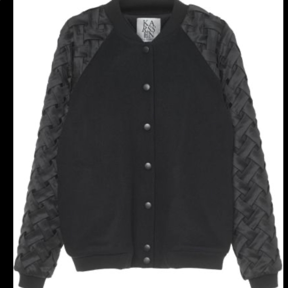 Zoe Karssen Black Bomber with Braided Sleeve